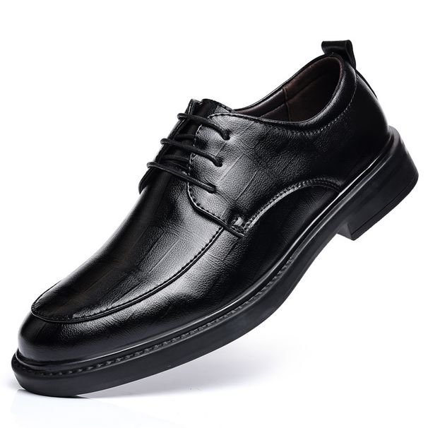 Breathable Business Casual Leather Shoes - Soft Sole Round Toe Oxfords For Office & Daily Wear - Lightweight & Durable PU Upper With Rubber Outsole_vogvips.com