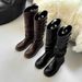 Cameido Women's Fashion Pleated Stackable High - Heel Boots With Belt Buckle Retro Knight Boots_vogvips.com