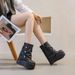 Martin Increasing Inner Height For Women Autumn Winter New Thick Sole Short Tube Snap Button Solid Color Design P_vogvips.com