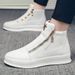European Warm Series Wedding Photography White Leather Personality Metal Men's Shoes Double Zipper Martin Boots Trendy Sports Casual Sneakers_vogvips.com