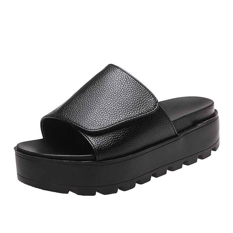 Cross-Border Women's One-Strap Sandals Summer 2022 New Style Large Size Casual European And American Mid-Heel Platform_vogvips.com