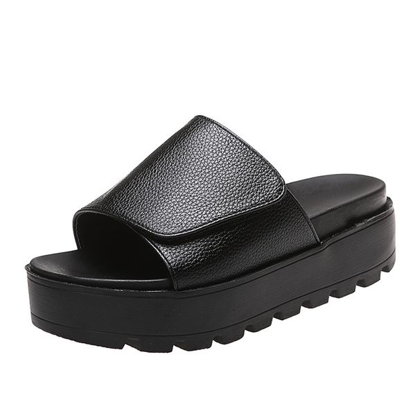 Cross-Border Women's One-Strap Sandals Summer 2022 New Style Large Size Casual European And American Mid-Heel Platform_vogvips.com