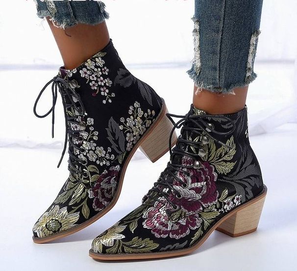 New Retro High-heeled Women's Boots For Autumn And Winter, Thick-heeled Pointed-toe Women's Shoes_vogvips.com