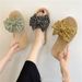 Summer Women's Flat Slippers Fashionable Bow Tie Trendy Beach Sandals Floral Style New_vogvips.com