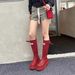 Chunky-Heeled Boots Riding Knee-High Boots_vogvips.com
