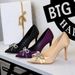 Women's Stiletto Heel Pumps French Style Rhinestone Ribbon Bow High Heel Slip-On Satin Flats Exquisite Fashion Footwear_vogvips.com