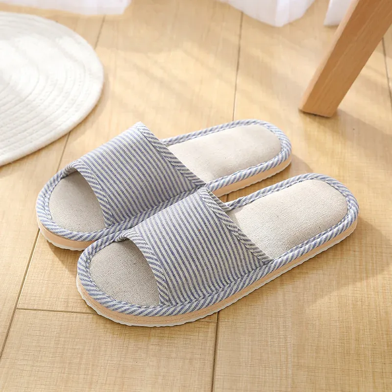 Four Season Linen Home Slippers Indoor Bedroom Women House Slides Autumn Unisex Lovers Shoes Adults Outdoor Casual_vogvips.com