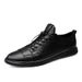 Men's Elastic Band Board Shoes Irst Layer Cowhide Sot Leather Thin White Shoes Men's Outdoor Sports And Leisure Shoes_vogvips.com