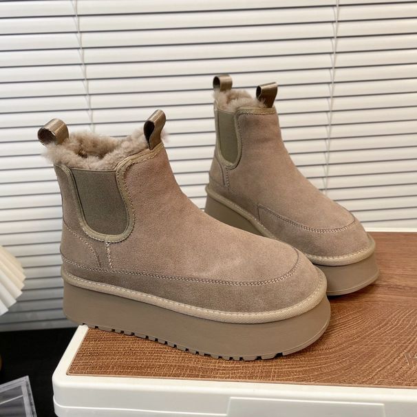 2026 Thick-Soled Platform Non-Slip Snow Boots For Women Autumn Winter New Fashion Versatile Fleece-Lined Thickened_vogvips.com