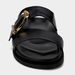 Women's Summer Casual Flat Sandals Black Buckle Slippers Metal Buckle Shoes Comfortable Footwear_vogvips.com