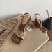 ~French Niche Design, Woven Square Exposed Toe, Straight Strap, Thick Heel, High Heels, Roman Sandals, Women's Summer_vogvips.com