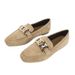 European And American Style Slip-On Loafers For Women, New Metal Chain Suede Flats, Round Toe Versatile Flat Moccasins_vogvips.com