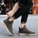 Flat-heeled Pigskin Velvet High-top Board Shoes Retro British Casual Round Head Lace-up Board Shoes Men's Shoes_vogvips.com
