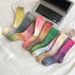 Trendy Gradient Knit Socks For Men And Women - Soft Cotton Blend, Mid-Calf Height, Double-Needle Stitched, Warm & Breathable For Winter All Seasons_vogvips.com