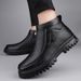 Men's Retro High-top Shoes, Velvet Warm Thick-soled Casual Leather Boots, Tooling Shoes_vogvips.com