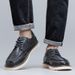 Men Vintage Thick Sole Leather Casual Shoes Lace Up Non-Slip Work Walking Derby Shoes_vogvips.com