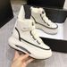 Women' Snow Boot 2024 Winter New Warm Cotton With Fleece Lining Thickened High-top Velcro Thick Sole Caual White_vogvips.com