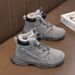 Boys' Winter Snow Boots With Fleece Lining - Warm & Comfortable Short Boots For Kids (Sizes 31-39, Gray/Pink)_vogvips.com