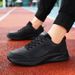 Euro Step Spring And Autumn Lightweight Breathable Leather Sports Black Waterproof Anti-Slip Work Casual Running Shoes Men's Style_vogvips.com