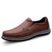 Men's Shoes Loafer Leather Shoes Low-top Foot-fitting Leather Flat-soled Large-size Casual Shoes_vogvips.com