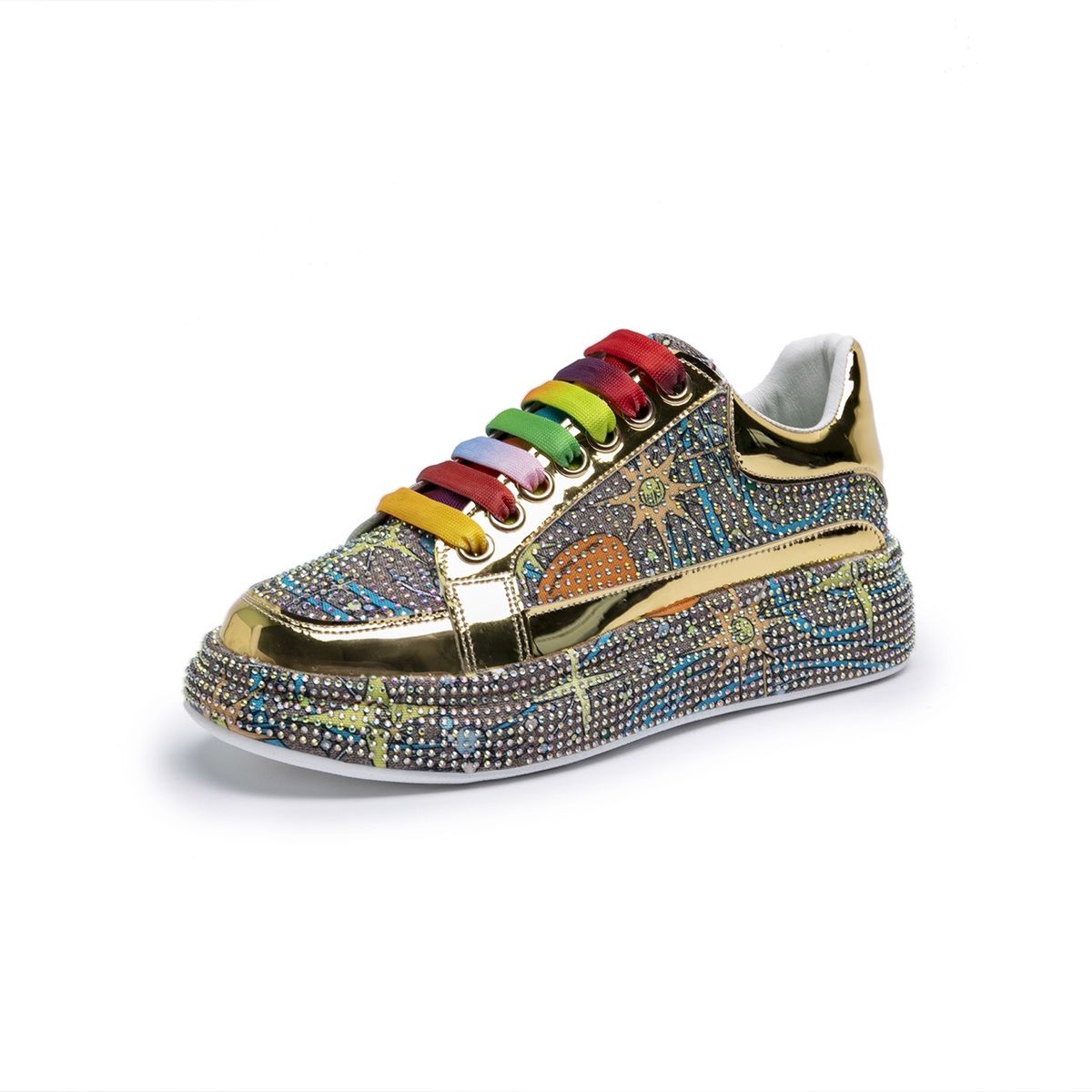 Women's Fashion Sneakers With Rhinestones, Glitter & Animal Print - Comfortable Low Heel Round Toe Casual Shoes For Spring, Summer & Fall_vogvips.com