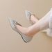 Square Head Flat Sole Single Shoes Women's Skirt Rhinestone Wedding Shoes Soft Sole Not Tired Feet Doudou Shoes_vogvips.com