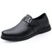 Men's Shoes Handmade Leather Shoes Lazy Shoes Flat Casual Shoes Low-top Foot Cover Leather Surface Loafer Velvet Single Shoes_vogvips.com