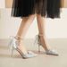 6692X-201-203 Floral Bow Strap High Heels Women's Wedding Shoes Sequined Pointed Toe Thin Heel Hollow Design_vogvips.com
