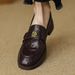 Leather Soft-soled Thick-heeled Loafers Women's Flat-heeled Single Shoes Small Leather Shoes_vogvips.com
