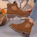 New Style Women's Martin Boots In Autumn And Winter, With Elastic Strap And Belt Buckle, Round Toe, Square Heel, Mid-calf Boots, Women's Shoes_vogvips.com