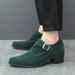 Men's Retro Chunky Sole Oxford Shoes - PU Leather Round Toe Business Casual Shoes With Rabbit Fur Lining (Black/Green/Brown) - Size 38-46_vogvips.com