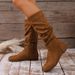 Cross-Border Plus Size Mid-Calf Martin For Women, Autumn And Winter New Side Zipper Pleated Slouch Boots, Women's_vogvips.com