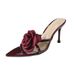 Cross-border European American Style High-heeled Sandals Summer, With Three-dimensional Floral Design, Pointed Toe,_vogvips.com