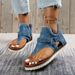 Women's Shoes New Toe Canvas Sandals Women Large Size Rivet Beach Roman Sandals_vogvips.com