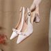 French-style Closed-toe Sandals 2025 New Summer Model, Elegant Satin Pointed-toe Backless Chunky High-heeled Shoes_vogvips.com