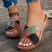 Women's Wide Width Wedge Sandals - Color Block Cross Strap Comfortable Slides_vogvips.com