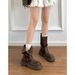 British Style Martin For Women 2025 New Spring And Autumn Single Women's Shoes Mid-Calf Thick Sole Black Short Boots_vogvips.com