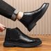 European Warm Series Men's Martin British Style Genuine Real Fur Motorcycle Stylish Work Boots Breathable Black Mid-top Leather Shoes_vogvips.com