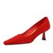 6183-3 Korean Version Fashionable Minimalist High Heels, Suede Surface, Shallow Mouth, Square Toe, Slim Fit, Versatile_vogvips.com