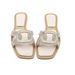 Women's Shoes Plus Size Rhinestone Women's Sandals, New Style, Fashionable Square Toe, Flat, Summer Outer Strap Beach Slippers_vogvips.com