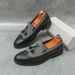 New Fashion Men's British Black Business Casual Loafer Shoes Daily Driving Office Leather Shoes One Foot Pedal Lazy Brown Banquet Dress Wedding Men's_vogvips.com
