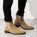 Large Size 46 Suede Chelsea Men's Shoes British Trend Casual High Top Leather Shoes Workwear Short Boots Martin Boots_vogvips.com