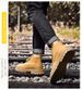 Big Yellow Boots Martin Boots Fleece Thermal Short Boots Medium Tube Large Size Boots Leather Splicing Casual Boots_vogvips.com