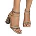 Women's New Retro Woven Style Square Heel Sandals Women's Fashion Apricot High Heels_vogvips.com