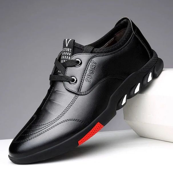 Men's Autumn Breathable Men's Casual Business Leather Shoes, Lace-up Slip-on Korean Style Work Shoes_vogvips.com