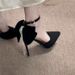 2025 New Spring Black Pointed Toe Stiletto High Heels Professional Bowknot Single Strap Pumps Women's Shoes_vogvips.com