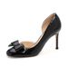 26ss Leather Round Patent D-28 Toe Bow Side Hollow Nude High Heels For Women Petite Shallow Mouth Elegant Commuter Shoes_vogvips.com