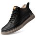 Casual Medium Tube Men's Shoes High-top Velvet Martin Boots Hand-scratched Simple Cowhide Board Shoes Men_vogvips.com