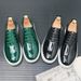 Euro Step Patent White Sole Men's Business Formal Brogue 2025 Autumn Leather Shoes_vogvips.com