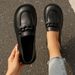New Fashion Round Head Retro Metal Buckle Single Shoes With Small Leather Shoes_vogvips.com